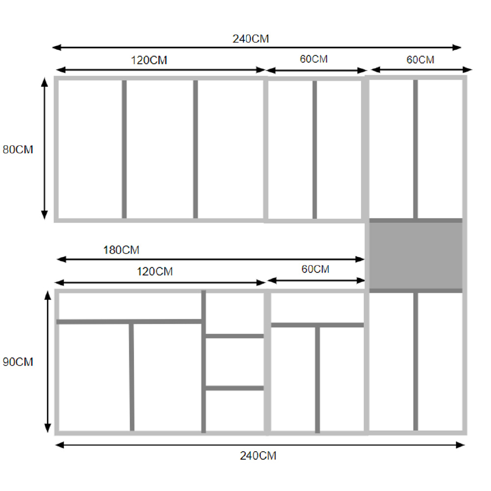 Cocina integral 240cm Gris