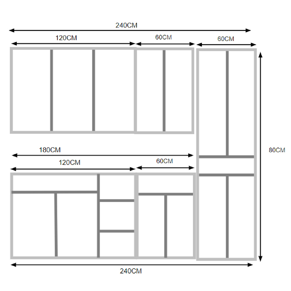 Cocina integral 240cm Gris