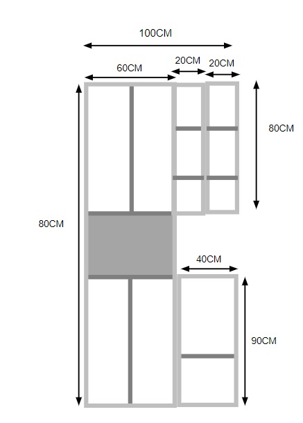 Cocina integral 100cm Gris