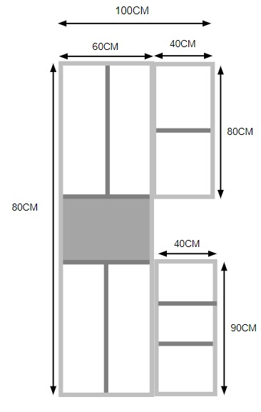 Cocina integral 100cm Gris